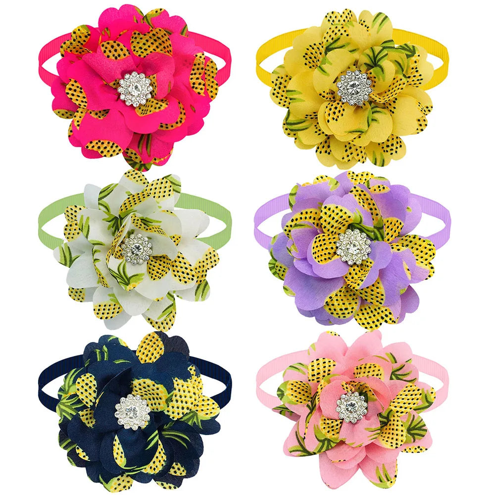New 50PCS Flower Bowties For Dogs Fashion Dianomd Pet Dog Bow Tie Collar  Dog Pet Grooming Accessories For Small Dogs