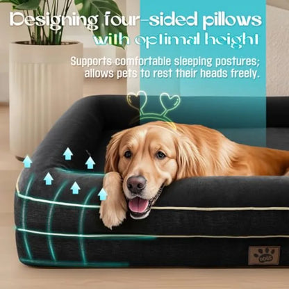 Waterproof Memory Foam Dog Beds for Extra Dogs Non-Slip Orthopedic Dog Beds Washable Couch Pet Bed with Removable Cover,X