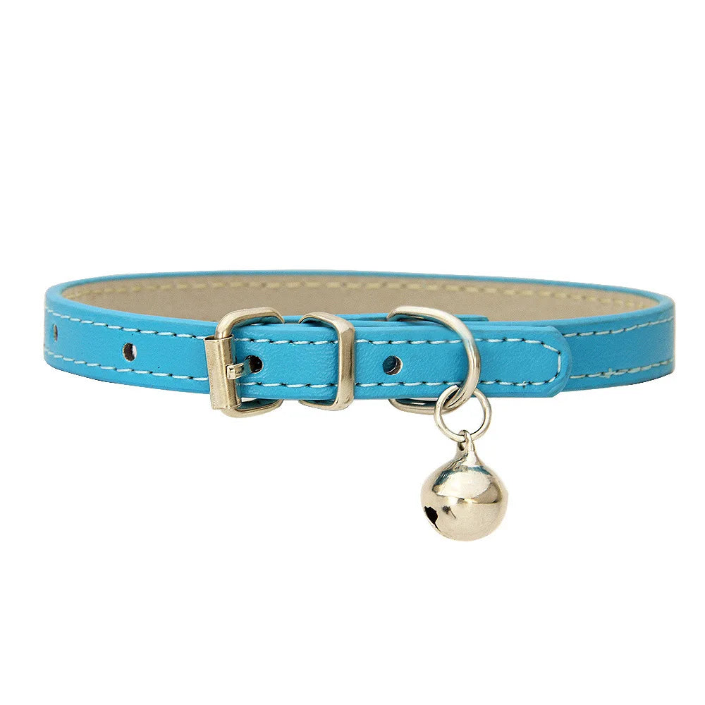 Adjustable PU Leather Cat Collar - Durable, Stylish Pet Collar with Metal Buckle, Soft Padded Design for Small Dogs and cats  -