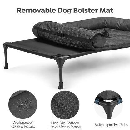 Cooling Elevated Dog Bed Add Removable Waterproof Bolster Cushion Mat, Raised Pet Cot with Breathable Teslin Mesh, NoSlip Feet,
