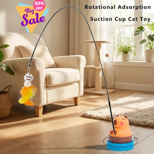 Simulation Capybara Cat Toys Interactive Bird with Bell Cat Stick Toy for Kitten Playing Teaser Wand Toy Pet Cats Supplies