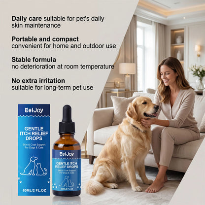 Pet Skin Care Drops Moisturizing Relieve Itching Improve Dryness & Roughness Natural Pet Skin Relief Drops Skin & Coat Support