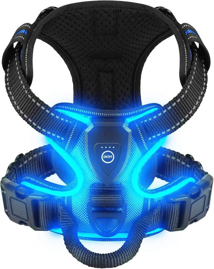 LED Glowing Luminous Dog Harnesses Essential for Dog Walking Safety At Night Dog Vest with Three LED Light Modes Rechargeable