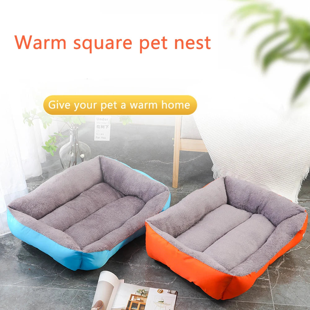 Square Large Dog Bed Soft Cat Sleeping Sofa Winter Warm Basket for Dog Waterproof Dog House for Small Cat Kennel Accessories