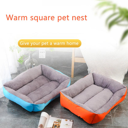 Square Large Dog Bed Soft Cat Sleeping Sofa Winter Warm Basket for Dog Waterproof Dog House for Small Cat Kennel Accessories
