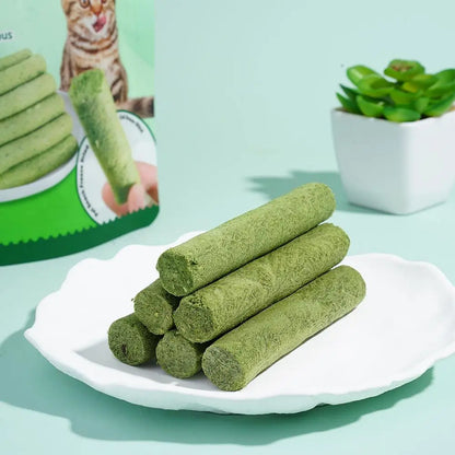 5PCS Cat Grass Teeth Grinding Stick Pet Snacks Hairball Removal Molars Ready To Eat Cat Baby Cat Teeth Cleaning Sticks