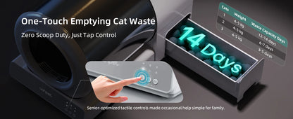 Uahpet Stainless Steel Self Cleaning Cat Litter Box, Automatic Cat Litter Box with APP Control, Lower Entry, Safety Sensors