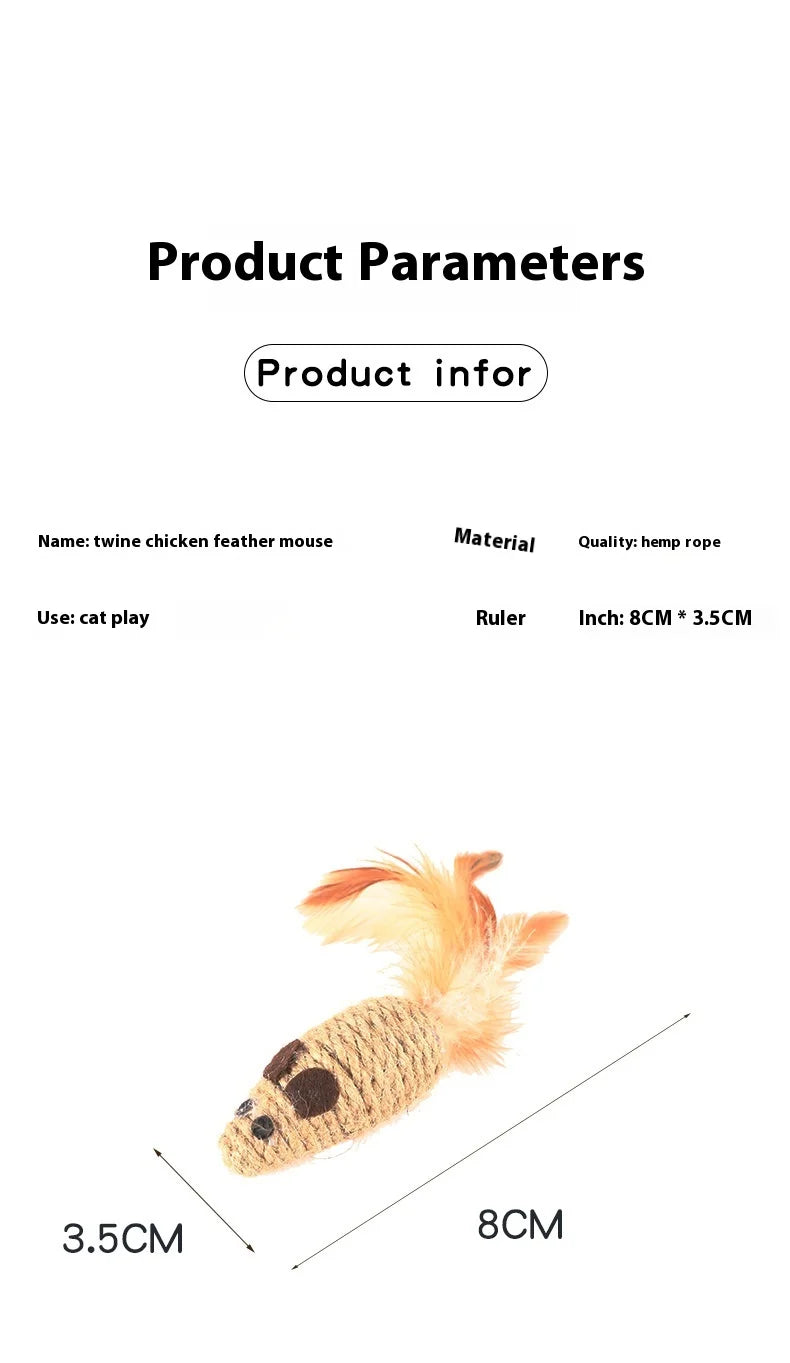 Toy With Rustling Hemp Rope Chicken Feather Toy Cat Mouse