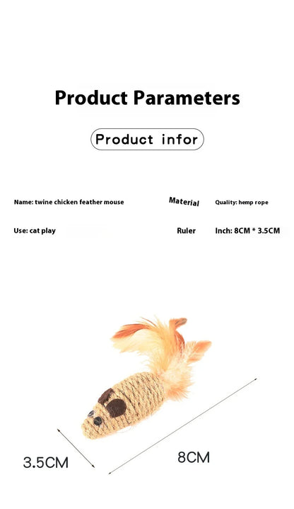 Toy With Rustling Hemp Rope Chicken Feather Toy Cat Mouse