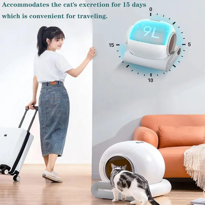 Smart Litter Box Automatic Self-Cleaning Cat Toilet - Electric Large-Sized Cat Sand Box with AI Remote Control