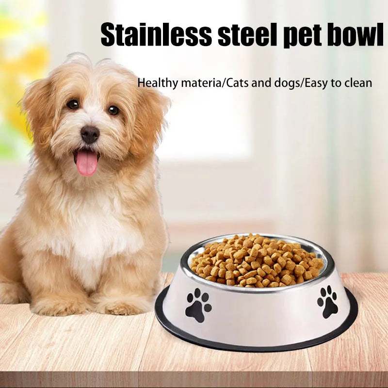 Stainless steel large capacity pet bowl dog food bowl multiple specifications anti-fall food bowl food bowl feeding pet supplies
