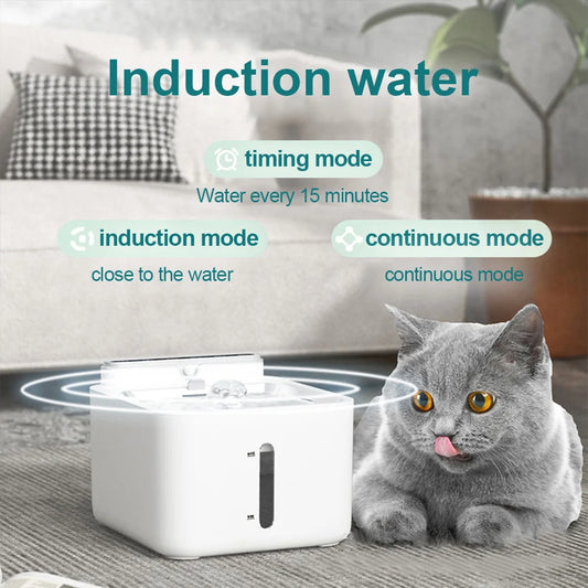 Pet Water Fountain Filter, Wireless Sensor Drinker, Pet Feeder for Cat and Dog, Water Dispenser, Auto Drinking Fountain - Pet Suppie