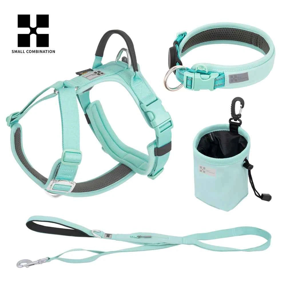 SMALL COMBINATION Large Dog Collar Harness and Leash Sets No pull Reflective Medium dog chest vest Pet German Shepherd Training