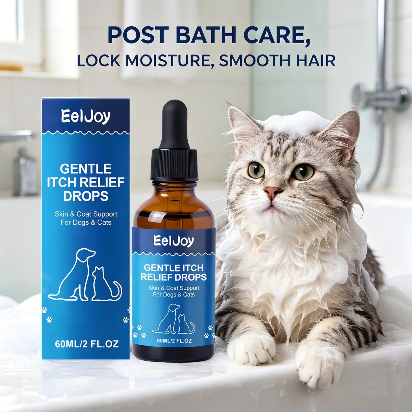 Pet Skin Care Drops Moisturizing Relieve Itching Improve Dryness & Roughness Natural Pet Skin Relief Drops Skin & Coat Support