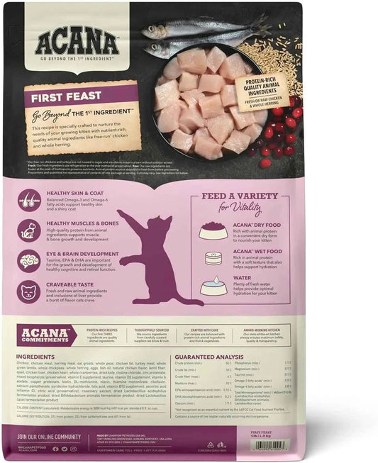 Premium Dry Cat Food for Kittens with Chicken and Fish, 4lb Bag