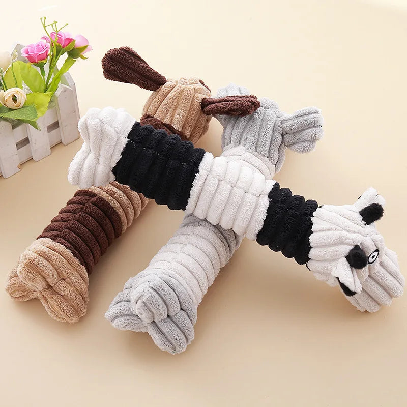 Pet Chew Squeaky Toy for Dogs Cats - Plush Interactive Training Toy, Teeth Cleaning Molar Toy, Safe Soft Chew Toy for