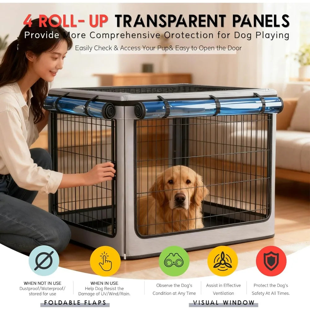 Dog Crate Cover (Cover Only) - Heavy-Duty Waterproof Design | Universal Fit for 42-Inch Metal Mesh Dog Crates