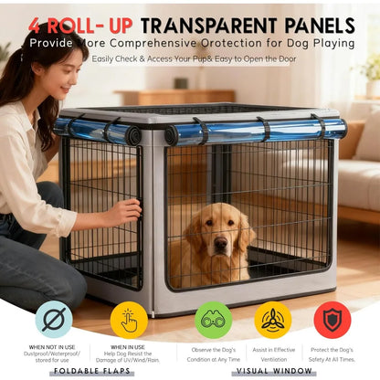 Dog Crate Cover (Cover Only) - Heavy-Duty Waterproof Design | Universal Fit for 42-Inch Metal Mesh Dog Crates