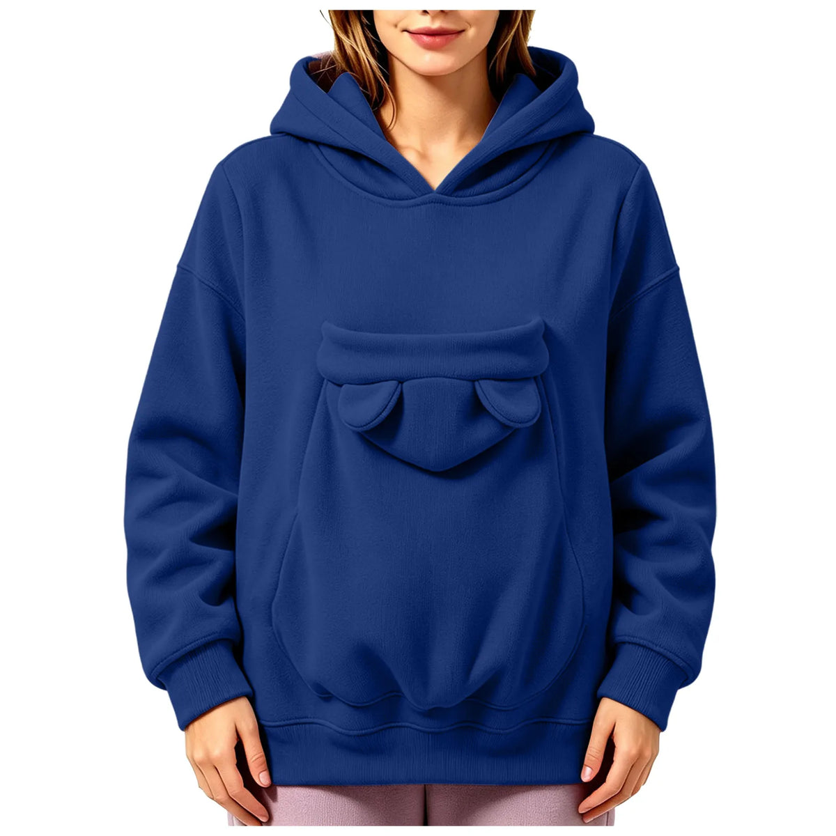 Kangaroo Pocket Cat Dog Hoodies For Women Autumn Winter Warm Outwear Sweatshirt Comfortable Street Style Trendy Fashion Tops