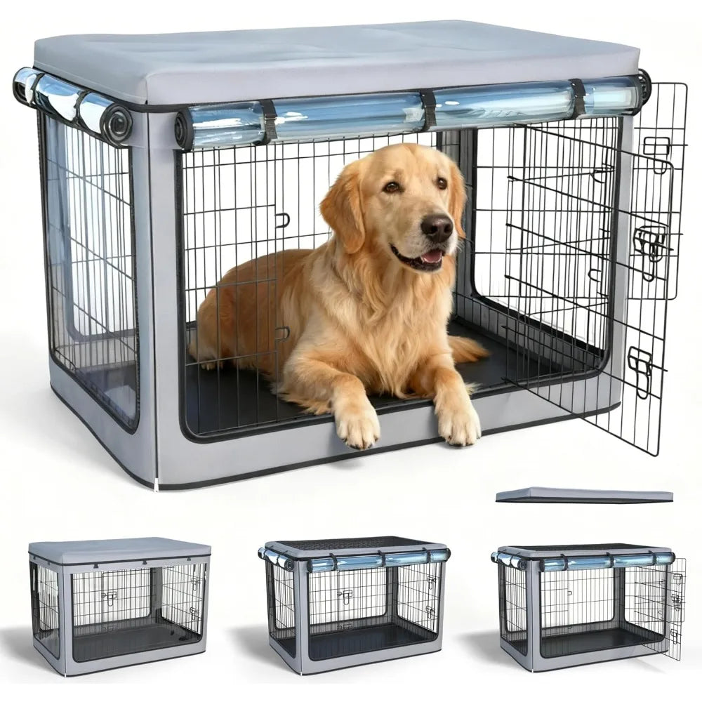Dog Crate Cover (Cover Only) - Heavy-Duty Waterproof Design | Universal Fit for 42-Inch Metal Mesh Dog Crates