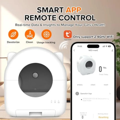 Self Cleaning Litter Box Automatic Cat Litter Box with APP Control Safety Sensor Low Noise 76L Large Ccity for Multiple Cats Ro