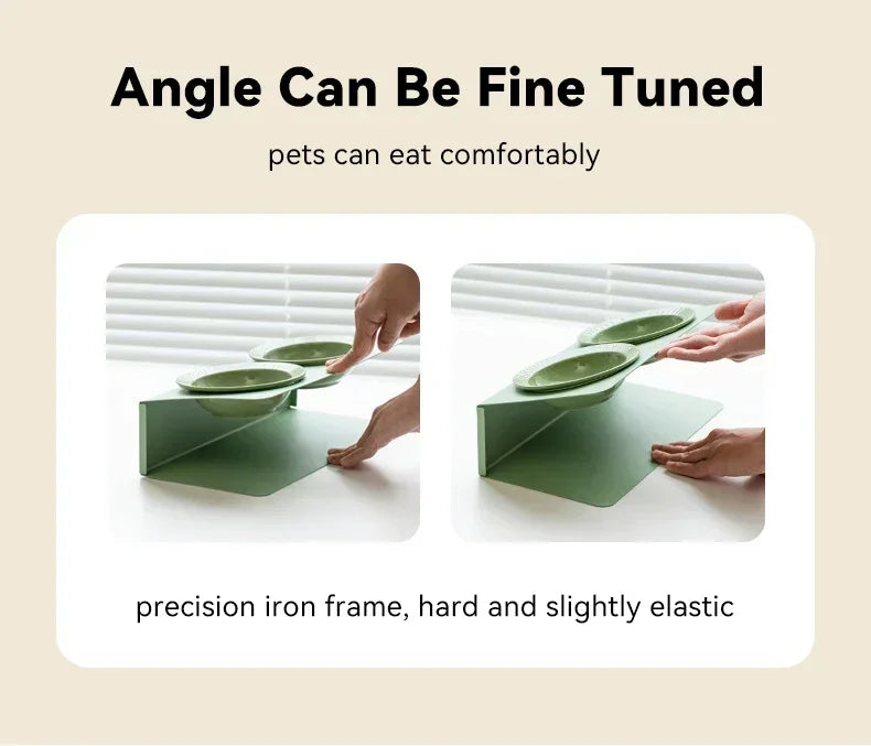 Cat Double Ceramic Bowl with Iron Stand Pet Elevated Raised Food Water Bowls Small Dogs Drinking Eating Feeding Supplies