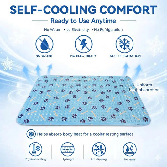 Self-Cooling Dog Bed, Non-Toxic Gel Cooling Mat for Pets, Waterproof & Durable, Small/Medium/Large, Indoor Outdoor Summer Use