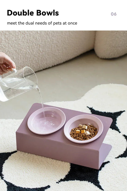 Cat Double Ceramic Bowl with Iron Stand Pet Elevated Raised Food Water Bowls Small Dogs Drinking Eating Feeding Supplies