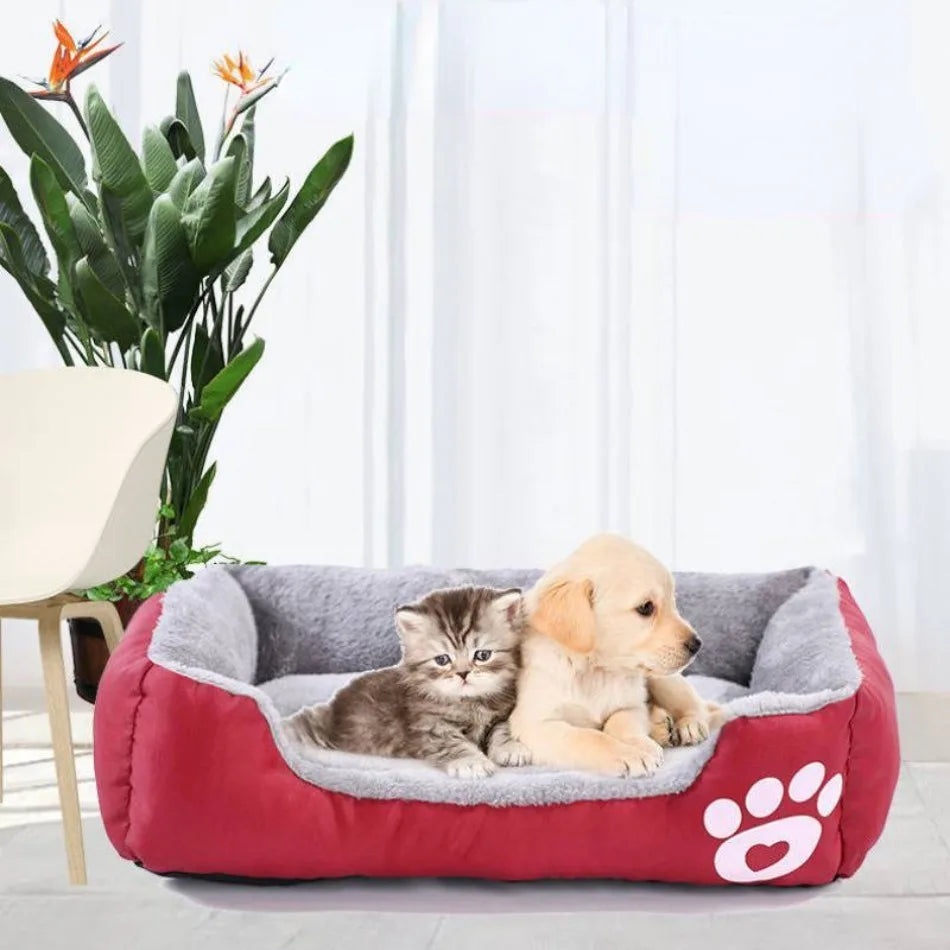 Large Winter Dog Bed Square Plush Cat Nest Kennel All Season Washable Dog Sofa Waterproof Mattress Cat Bed for Medium Dogs