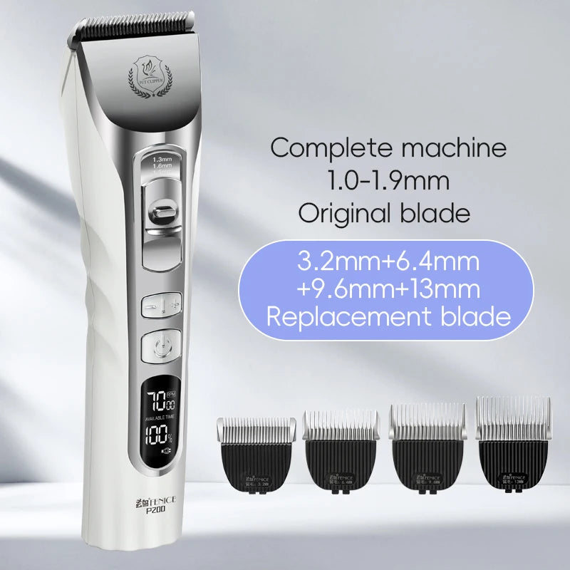 Fenice New Upgrade 5000mA Capacity Cordless LCD Screen Pets Dog Grooming Clippers Rechargeable Haircut Shaver for Trimming Salon