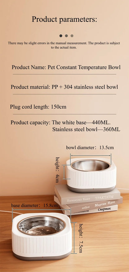 Pet Heating Bowl for Water/Food Cat Bowl Heating Noiseles Keep Warming Dog Water Bowls Winter Constant-temperature Pet Supplies