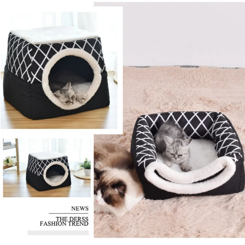 Closed Pet Sleeping House Dogs Cat Bed Suit For Winter Puppy Nest Winter Warm Cat Litter Pet Villa Closed Kennel Pet Supplies