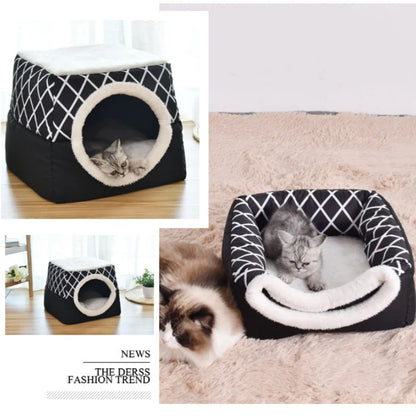 Closed Pet Sleeping House Dogs Cat Bed Suit For Winter Puppy Nest Winter Warm Cat Litter Pet Villa Closed Kennel Pet Supplies
