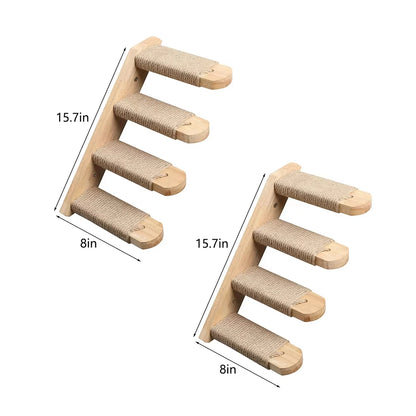 39.4In Wall-mounted Cat Roped Bridge for Indoor Cats Steps with Sisal Wall Wooden Furniture for Sleeping Playing Climbing