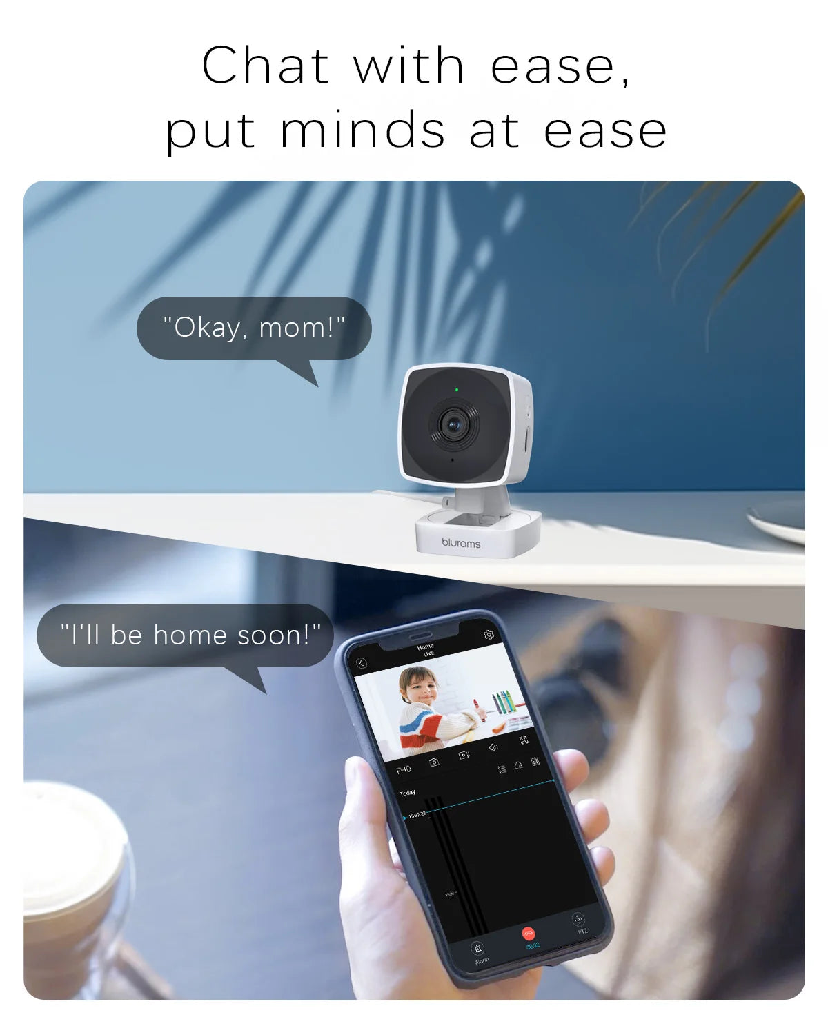 Blurams 5/2.4 GHz Baby Camera Indoor,2K Pet Dog Security Camera with Phone App w/AI Motion Detection,2-Way Talk, Night Vision