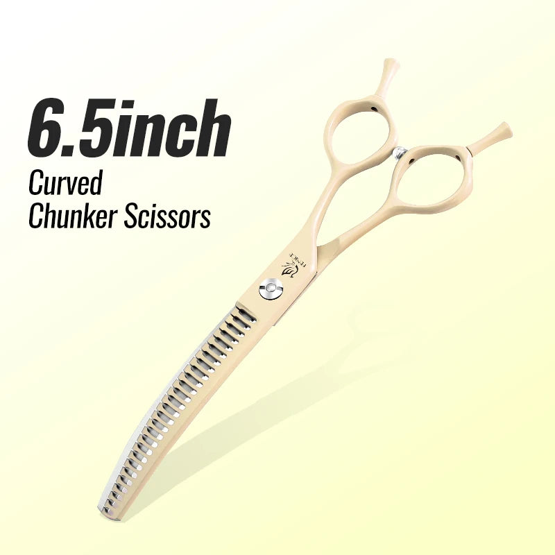 Fenice Dog Beauty Scissors Colorful 6.5/7/7.5 inch JP440C Professional Dog Grooming Scissors Curved Thinner Chunker Shears Tools