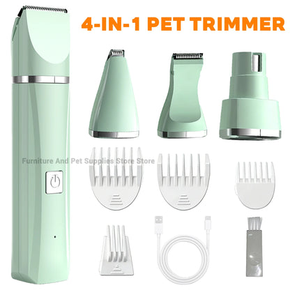 Professional 4-in-1 Electric Pet Grooming Tool Set Dog Hair Clippers USB Rechargeable Pets Haircut Trimmer Shaver Cats Supplies
