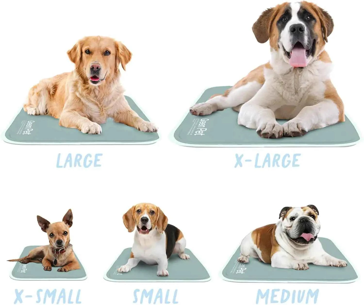 Cool Pet Pad - Large, Sage Grey - Self-Cooling, Pressure Activated Mat for Dogs & Cats from 46-80 lbs - Non-Toxic Gel, N