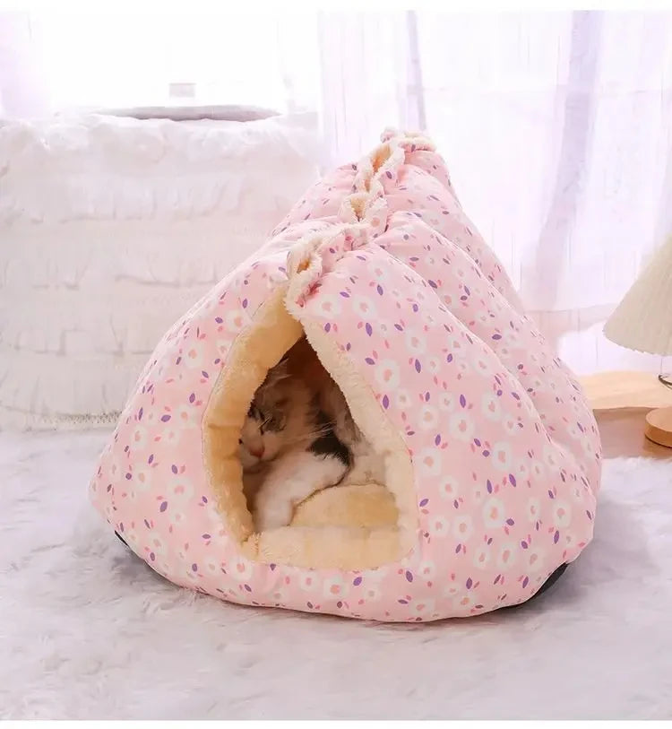 Cute Warm Cat Bed Nest Small Dog Kennel Winter Thick House Pet Puppy Sleeping Bag Super Soft Plush Cat Sleeping Bed Pet Cushion