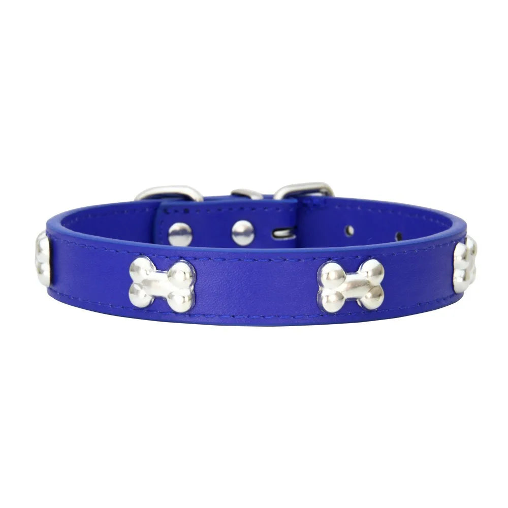 New Bone Leather Durable Pet Dog Collars Puppy Pug Collars for Small Large Dog Puppy Neck Collar GXQ13