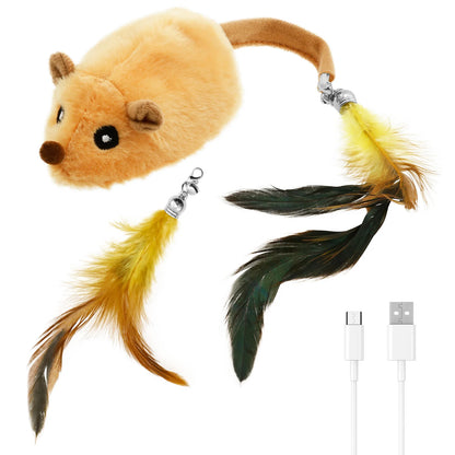 Cat Mouse Interactive Plush Toys LED Glow Electric Telecontrol Auto Rechargeable Pet Moving Mice Toy Realistic Kitten
