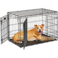 36-Inch Folding Dog Crate with Double Doors, Leak-Proof Pan, Divider Panel for Medium to Large Dogs