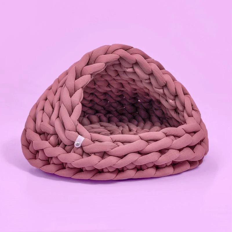 Cute Cat Bed Nest Small Dog Kennel Winter Thick House Weaving Pet Puppy Sleeping Bag Super Soft Cat Sleeping Bed Pet Cushion