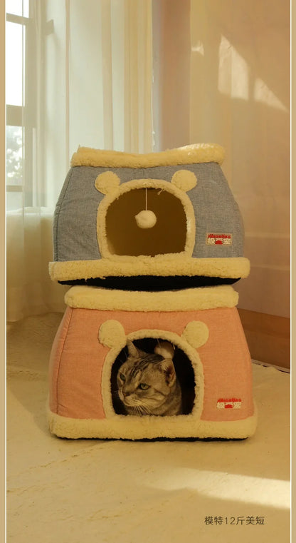 New 360 Degree Fully Enclosed Electric Heating Cat and Dog House Cat Nest Winter Warmth Constant Temperature Cat Beds Blanket