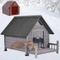 Dogs House Outdoor,Dogs Kennel Outside for Large Breed,Weatherproof Large Dogs Shelter with Anti-Chewing Iron Frame