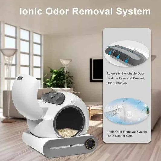 Self-Cleaning Cat Litter Box Automatic 65 Large Fully Enclosed Cat Toilet with App English Version Control Rascador Para Gato