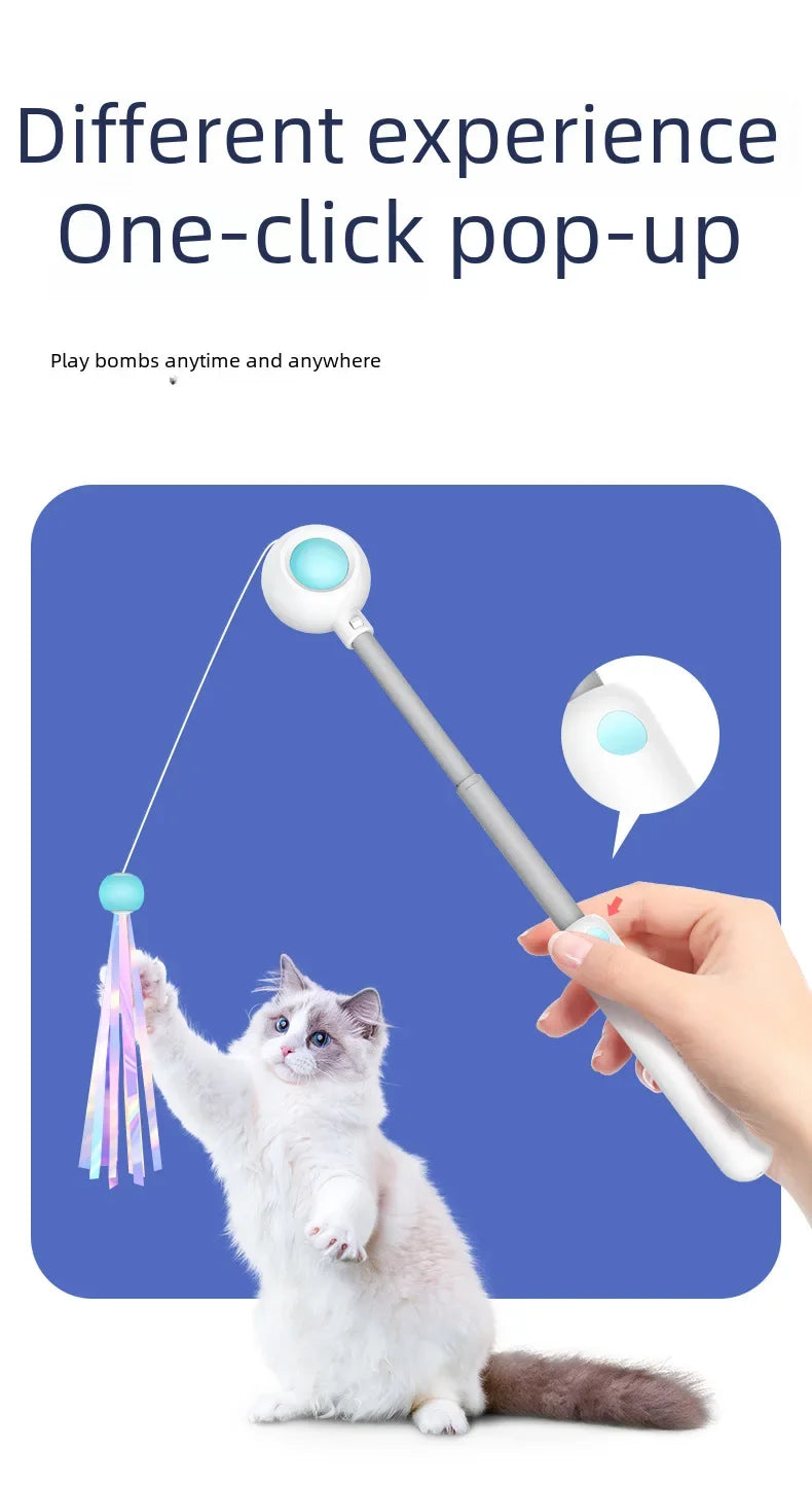 Gravity Cat Wand Interactive Feline Toy Self Play Feather Bell  Catnip Kitten Entertainment Pet Accessory Playtime Wand Fun Toy