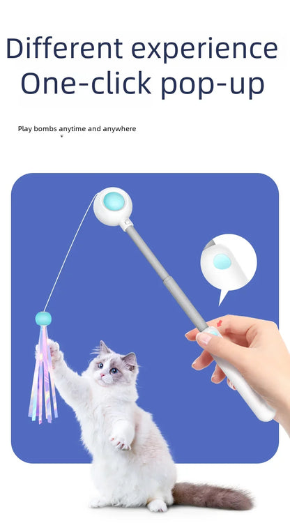 Gravity Cat Wand Interactive Feline Toy Self Play Feather Bell  Catnip Kitten Entertainment Pet Accessory Playtime Wand Fun Toy