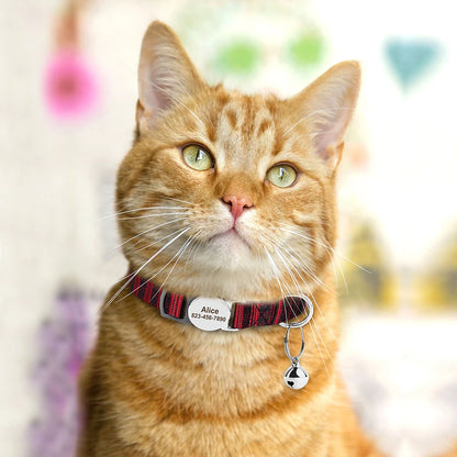 Quick Release Nylon Cat Collar Personalized Puppy Pet Kitten Safety Breakaway Necklace Customizable Adjustable For Cats Puppy