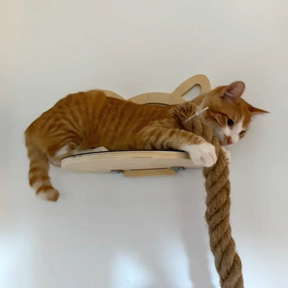Wall Mounted Cat Scratching Hammock House Activity Tree Tower Sisal Scratcher Posts Rope Ladder Pet Furniture Indoor Cat Walkway